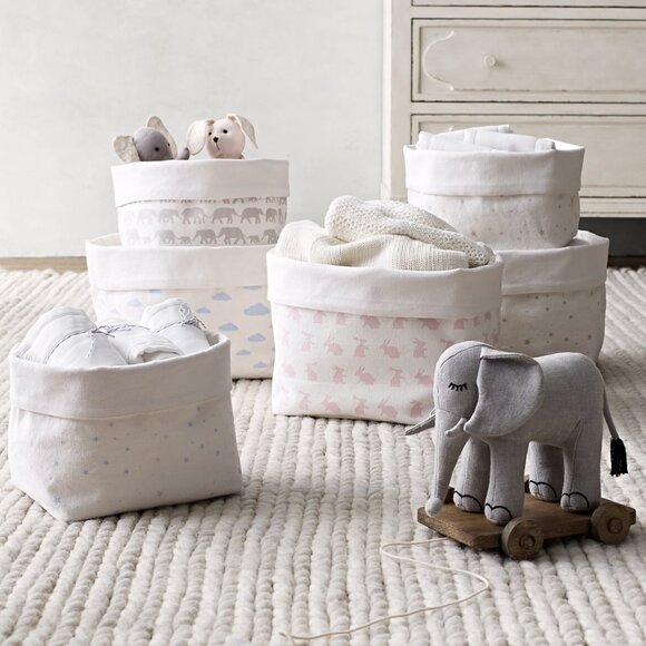 Restoration Hardware Chambray Pull Toy - Elephant - Picture 1 of 3